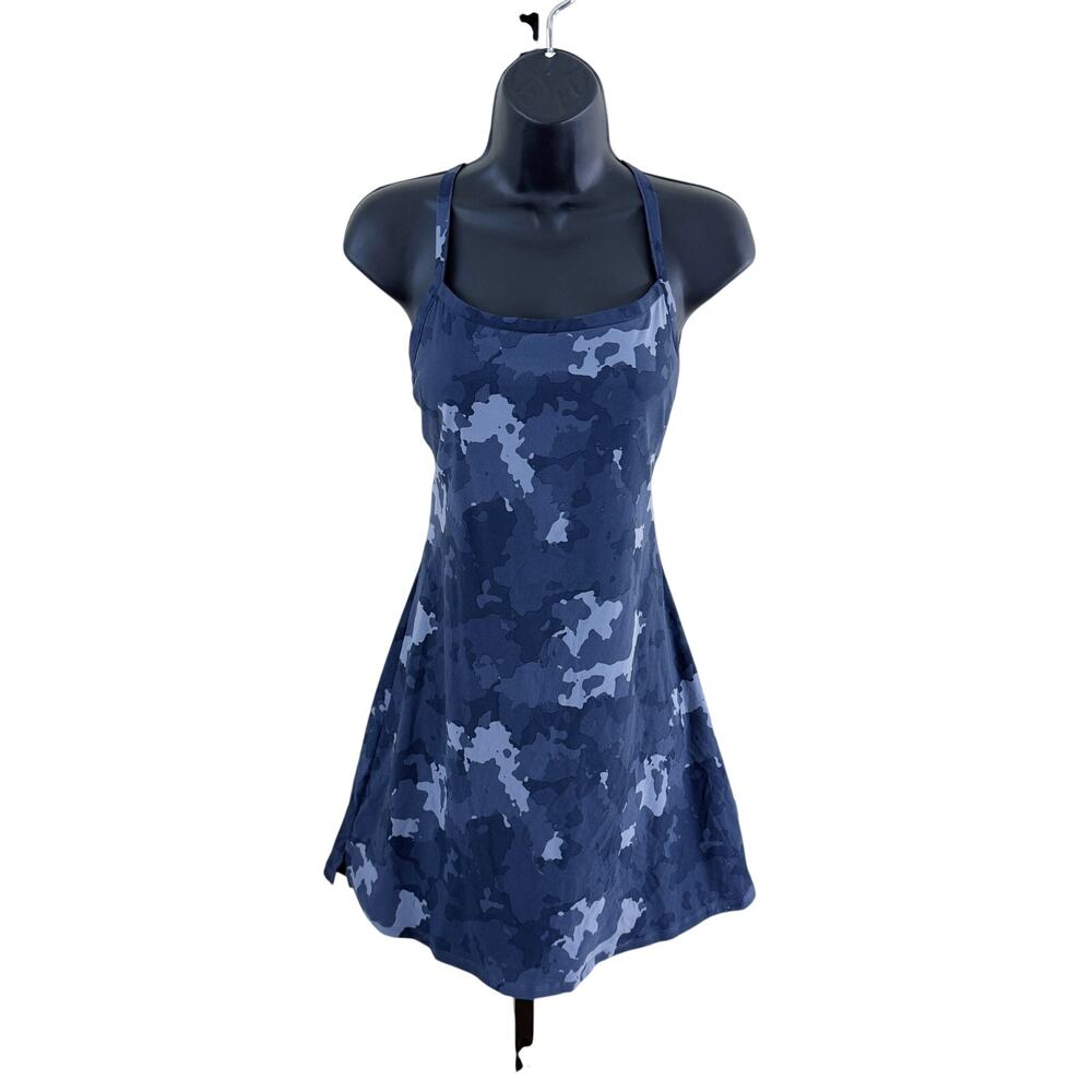 Mountain Hardwear Navy Blue Camo Athletic Dress Sz M Attached Skort Underneath